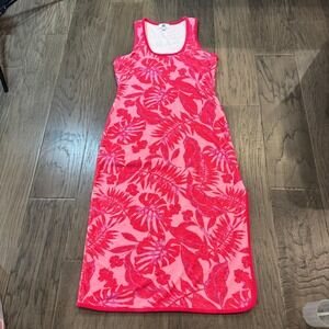 Juicy Couture Tropical Terrycloth Tank Dress Pink Floral‎ Sleeveless Size M